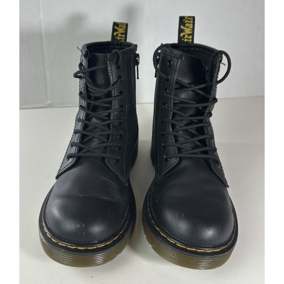 Dr. Martens Junior 1460 Softy T Black Leather Lace-Up Side Zip Boots Kids Size 2 - Picture 14 of 14